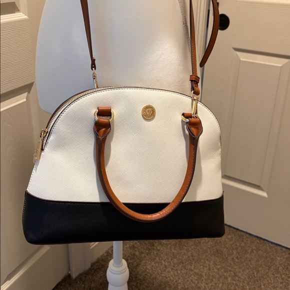 Anne Klein Beige and White Logo Satchel and Crossbody Bag Pre-loved Excellent - Picture 8 of 9